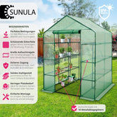 Sunula Robust Walk-In Multi-Tier Greenhouse 145x145x200 cm – 10 Adjustable Shelves, PE Cover, Steel Frame, Temperature Control, Rustproof & Expandable, Ideal for Balcony & Terrace